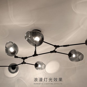 【威森家居】北歐 Lindsey玻璃分子吊燈 現貨實木鐵藝工業風現代簡約復古吸頂燈壁燈客廳燈具LED設計師L171107