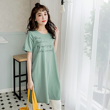 OB嚴選-高含棉英文燙印反折袖長版上衣