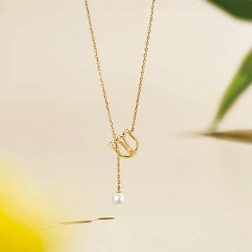 ALUXE 亞立詩 10K金 珍珠項鍊 垂墜兩戴 愛完美系列 勇氣 NN0208