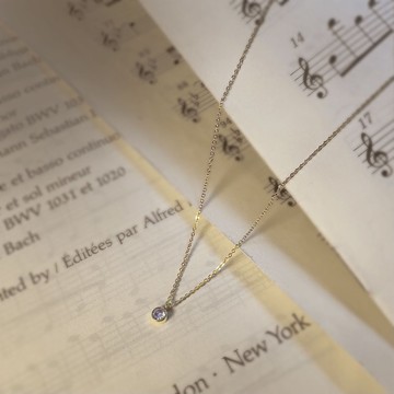 香芋紫鋯石生日石316醫療鋼項鍊/12月誕生石 不鏽鋼項鍊 鎖骨鍊