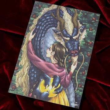 250g 龍與少女 復古插畫設計紙明信片 (lilliwon)