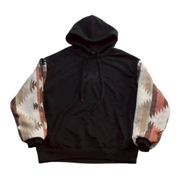 PUNX HOODIE 民族菱格 拼接手袖 帽TEE【 PUNX 】