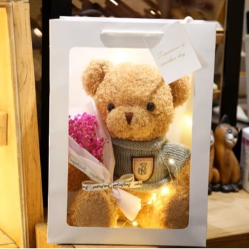 送你愛心泰迪熊熊【花花市集】花花市集 泰迪熊禮物 泰迪熊生日禮物 泰迪熊花束禮物 (不挑色出貨)