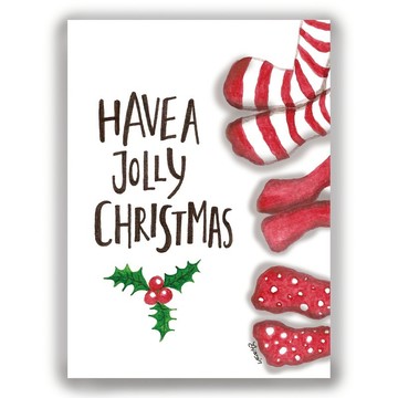 聖誕節-手繪插畫萬用卡聖誕卡/明信片/卡片/插畫卡--聖誕襪