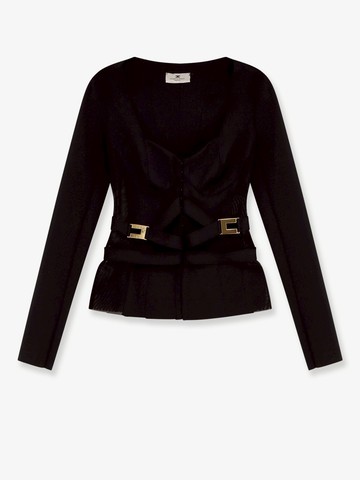 Stretch fabric blazer with metal details - ELISABETTA FRANCHI - gender_Woman