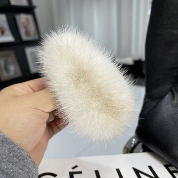 ins水貂毛毛發卡韓國簡約純色皮草bb卡邊夾可愛毛絨發夾網紅頭飾