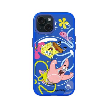 iPhone 15 Clear 激光藍 - 海綿寶寶 SpongeBob - 一起玩耍
