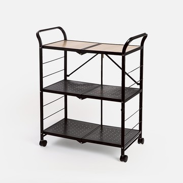 特力屋 菲特烤漆木天板三層摺疊推車 黑