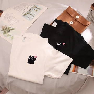 【董小姐】100%純棉短袖 休閒ins 風衣服上衣 夏天美式衣服女  顯瘦運動上衣 純棉 t恤 休閒上衣 歐美復古上衣