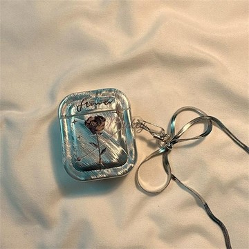 ins羽紗電鍍玫瑰花朵airpods4代蘋果藍牙耳機保護套2代3代pro軟殼