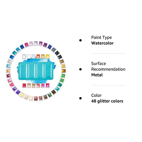 ARTSY アーティストグレード 水彩絵の具セット 48色のグリッターカラー メタルケース パレット付き アーティスト ホビー 学生 初心者に最適