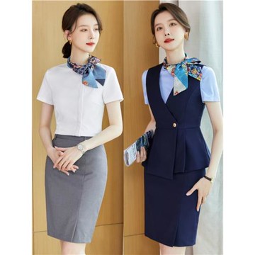 高端酒店餐廳服務員工作服餐飲職業裝空姐制服時尚美容師工裝夏季