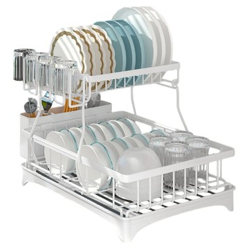 小麥購物 2層碗盤收納瀝水架 L2908  2層  1個  白色