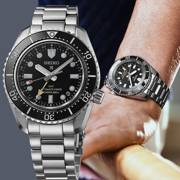 SEIKO 精工 Prospex 三日鍊 GMT 陶瓷圈潛水機械錶-黑/42mm(SPB383J1/6R54-00D0D)