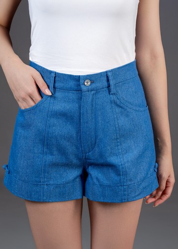 牛仔唐裝短褲 (藍色) |香港設計