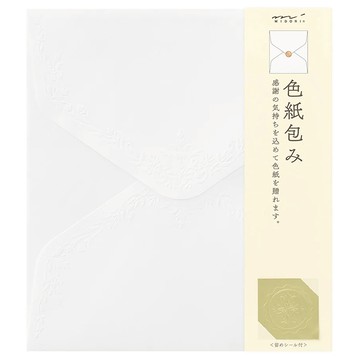 日本 MIDORI 留言卡用包裝紙 33290 白色，簡約優雅，傳遞真摯心意  1個