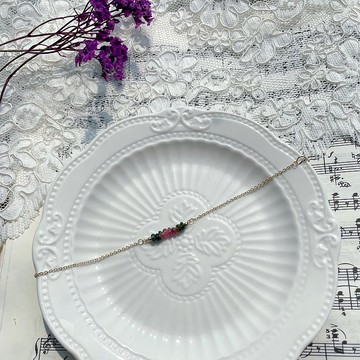 14K包金 碧璽 天然水晶 極細 客製化 手鏈