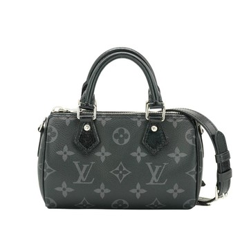 Louis Vuitton 展示品 Nano Speedy 帆布手提斜背迷你波士頓包(M26573-黑灰)