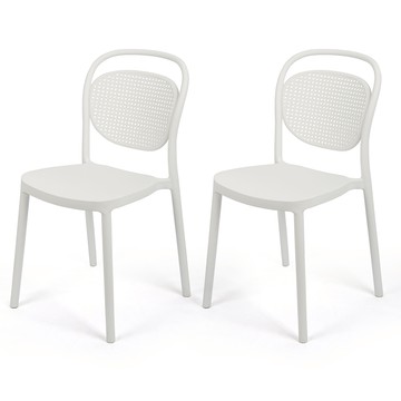 VERA Vera 塑膠藤編咖啡廳椅  蠟白色  2個