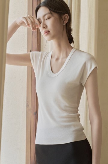 法式極簡 萊賽爾圓領針織T恤