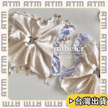 🔥臺灣出貨🔥可開發票✅輕飾時光設計師款重工貝殼片吊墜緞面方巾大腸髮圈小衆高級手作發繩新款女