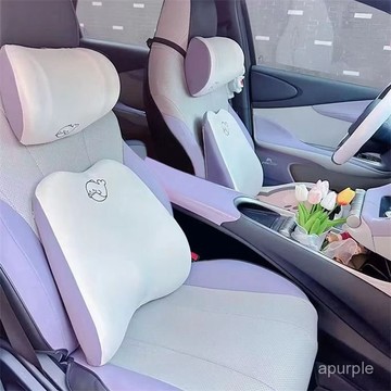 汽車頭枕記憶棉護頸枕車用車載記憶腰靠護腰靠枕車內座椅可愛靠墊 N5XO