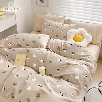 【DUYAN 竹漾】40支精梳棉三件式被套床包組 萌友同行 台灣製(單人)