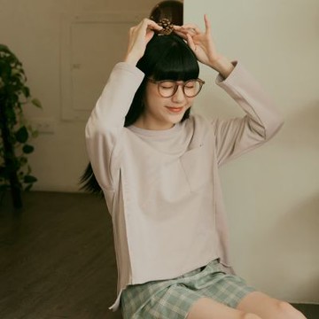 OB嚴選中大尺碼-微寬鬆棉質立體車線不收邊前短後長衛衣《AB19029》