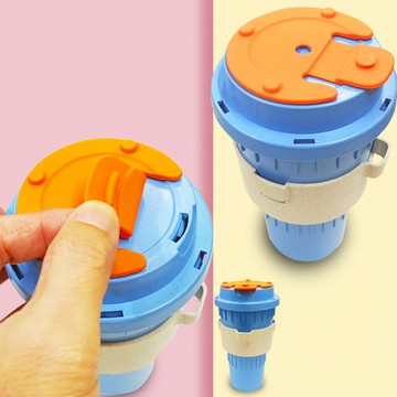 螺紋卡榫摺疊杯500ml/附杯套/隨機色/sgs/cti/露營/登山/水杯/折/專利款