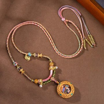 MoonDy 項鍊 紮基拉姆 編織繩 中式 民族風 藏式吊墜繩 飾品 唐卡 637