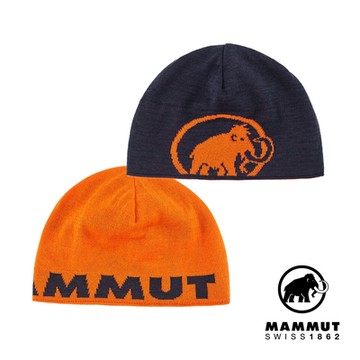 【Mammut 長毛象】Mammut Logo Beanie 正反兩用LOGO保暖羊毛帽 復刻橘/夜藍 #1191-04891