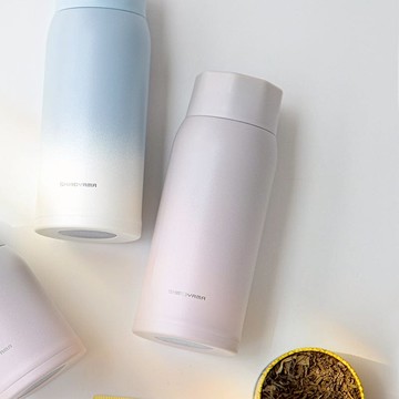 漸變色輕量陶瓷保溫瓶-350ml-多色可選 藍白漸變