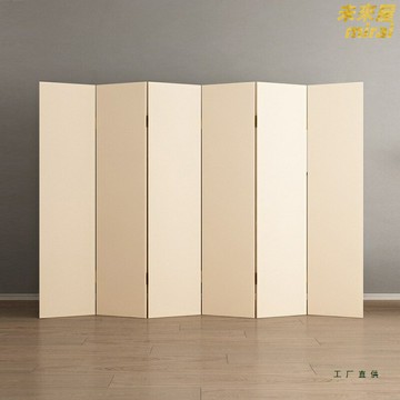 【可移動摺疊】中式屏風 隔斷屏風 摺疊屏風 客廳屏風 辦公室屏風 背景牆 米黃純色 水泥灰 實木框架 鏤空設計 玄關隔斷裝飾