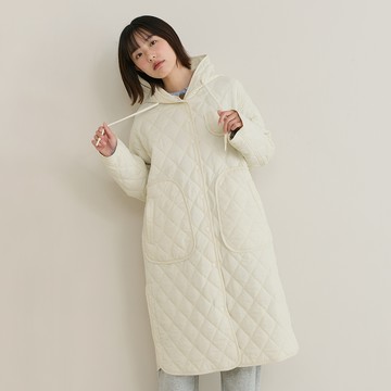 a la sha 衍縫鋪棉長版連帽外套