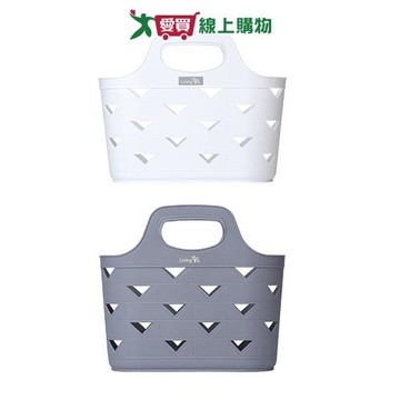 LivingTree 簡約仿皮提籃-灰/白 收納 手提籃 置物籃【愛買】