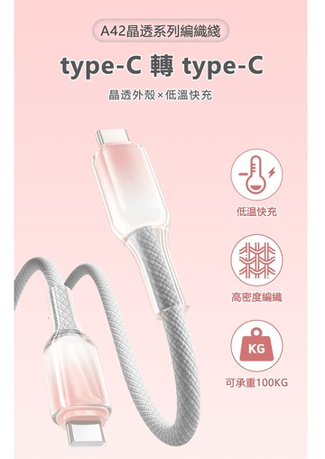 樂樂冰晶頭pd60w冰晶頭1米蘋果快充線彩色编織 c to c