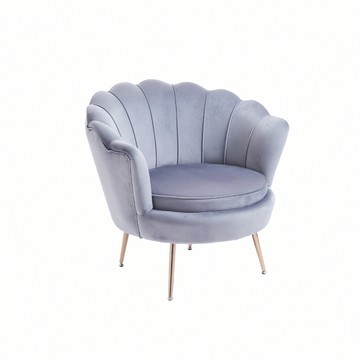 E-home Peacock孔雀時尚絨布休閒椅-兩色可選灰色