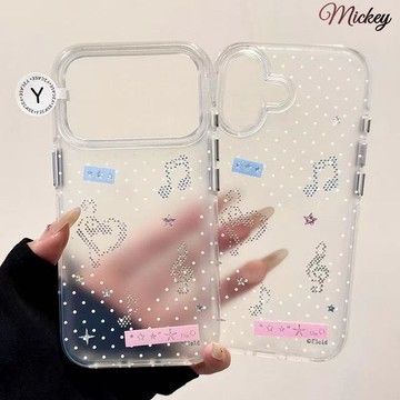 磨砂殼ins風古早味透明波點音符手機殼適用iPhone系列