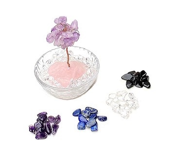 療癒紫晶粉晶原石智慧人緣水晶樹x天然水晶消磁石凈化充電套組