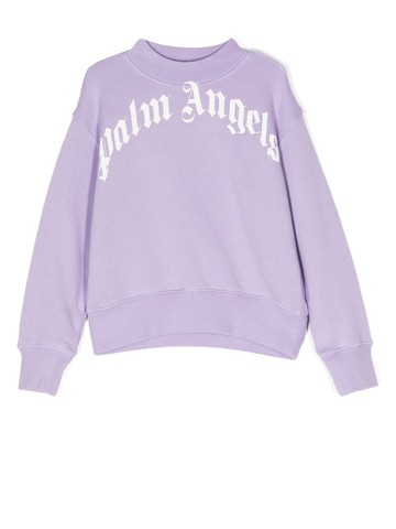 Palm Angels Kids - logo-print cotton sweatshirt - kids - Cotton - 10 yrs - Purple