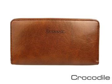 【全新品公司貨】Crocodile 鱷魚 真皮保用十年單拉鍊長夾 咖啡色【寧寧小舖/台中30年老店】3005-1