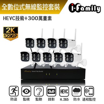 I-Family 兩年保固 三百萬畫素攝影機 16路式 無線監視監控系統 一機九鏡頭 免設定隨插即用