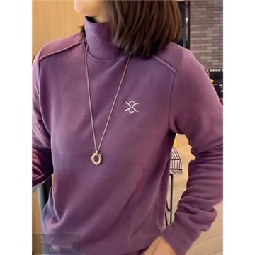 高領雙面德絨打底衫女秋冬2025年新款加絨加厚內搭磨毛堆堆領上衣