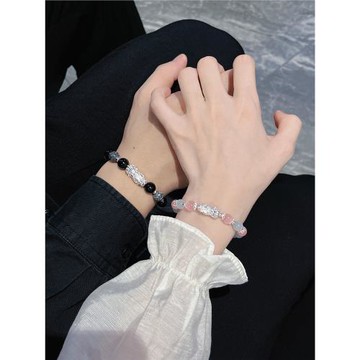 999足銀貔貅情侶手鏈一對高級串珠手串定情信物情人節禮物送男女