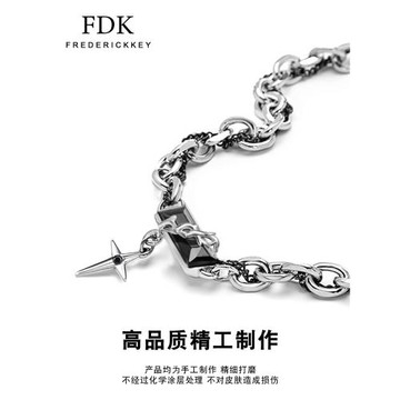 官方王嘉爾同款項鏈男潮流纏繞黑寶石十字架毛衣鏈情侶送禮刻字