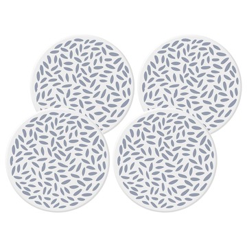 小麥購物 硅藻土杯墊 G674 100g  4個  10.3 x 10.3cm  樹葉 白色