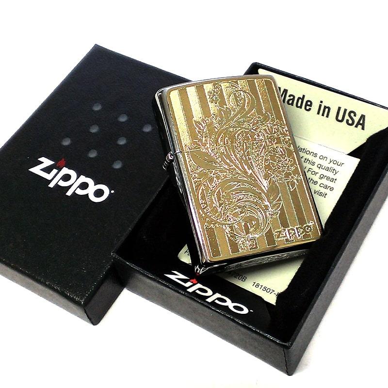 ZIPPO ライター アラベスク ゴールド ジッポ おしゃれ メタルプレート レディース 細密加工 金 女性 かわいい メンズ ギフト プレゼント