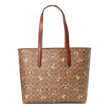 【COACH】大款貓咪印花麂皮內裏托特包