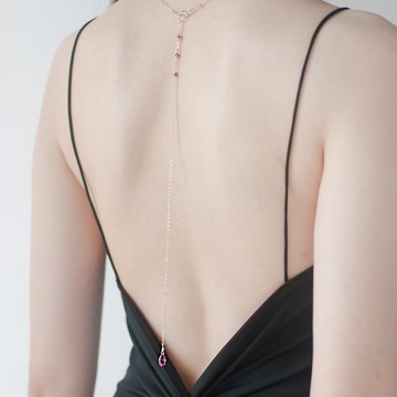 施華洛世奇紫紅水晶美背鏈