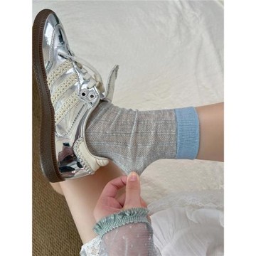 Grey blue灰藍鏤空襪襪好好看啊！夏日bi入松馳感~薄款襪子女堆堆